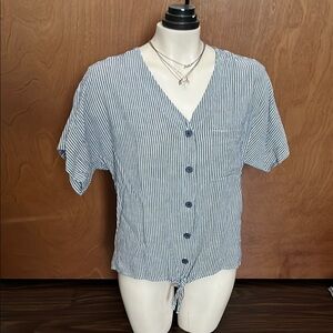 Time and Tru Blue and White Relaxed Fit Casual Shirt